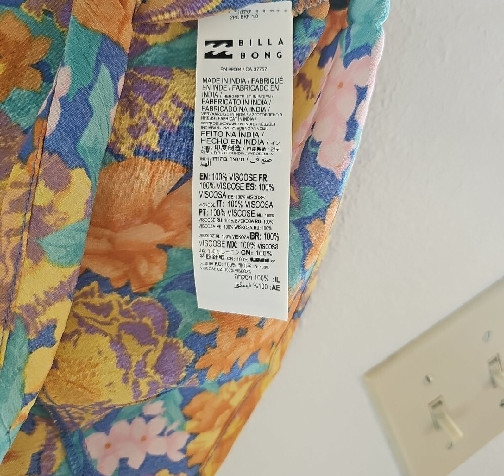 Billabong Summer Floral Viscose Midi Skirt in Blue and Mustard - Picture 9 of 13